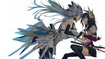 Картинка by hullabaloo аниме weapon blood technology девушки меч катана доспех маска форма оружие