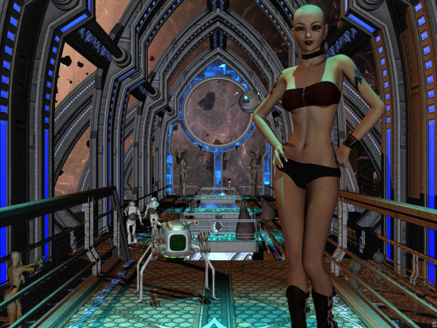 Обои картинки фото 3д, графика, fantasy, фантазия, девушка, роботы