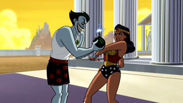 Картинка рисованные комиксы девушка супермен мужчина