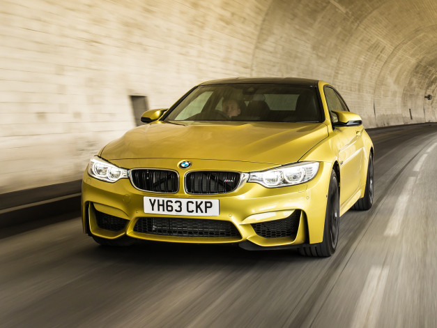 Обои картинки фото автомобили, bmw, coupе, m4, f82, 2014г, желтый, uk-spec