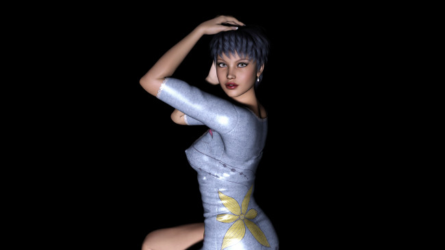 Обои картинки фото 3д графика, люди , people, взгляд, девушка, фон