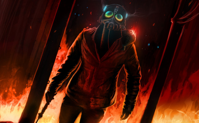 Обои картинки фото фэнтези, люди, огонь, пожар, романтика, апокалипсиса, арт