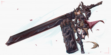 Картинка аниме оружие +техника +технологии девушка меч