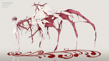 Картинка аниме ангелы +демоны ангел кровь крыло