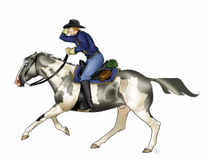 Картинка рисованное животные +лошади фон лошадь