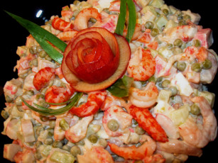 Картинка еда салаты +закуски горошек салат креветки