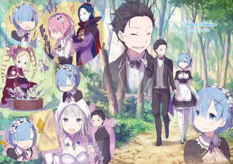 Картинка аниме re +zero+kara+hajimeru+isekai+seikatsu эмилия рем