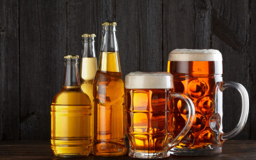Картинка еда напитки +пиво бутылки пиво пена кружки