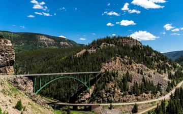 Картинка природа дороги дорога лес горы мост