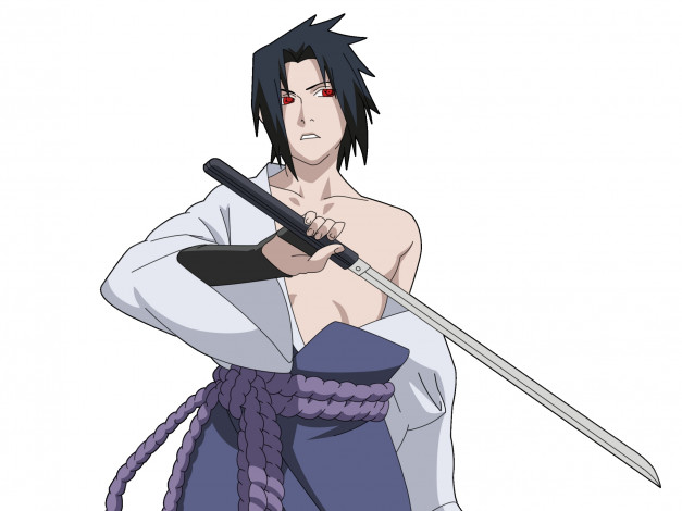 Обои картинки фото аниме, naruto, саске, учиха, нукенин, меч, шиноби