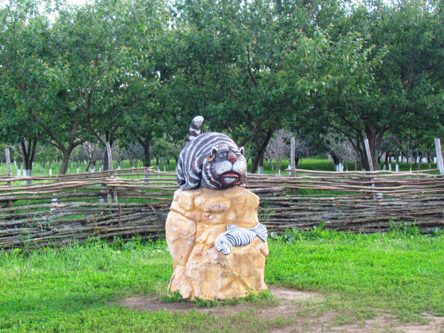 Обои картинки фото разное, садовые и парковые скульптуры, кот, скульптура