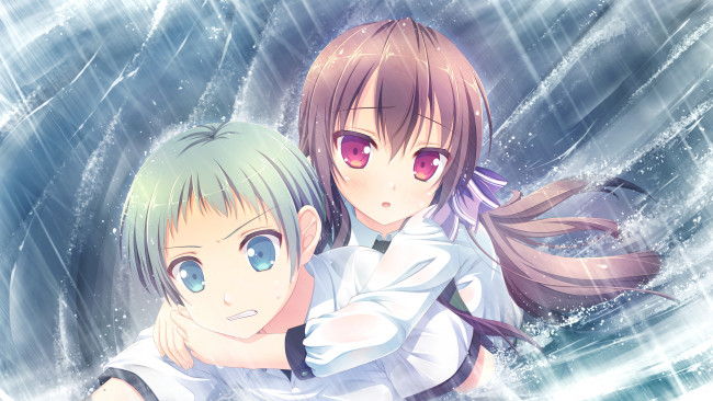 Обои картинки фото аниме, loverec, фон, взгляд, девушки