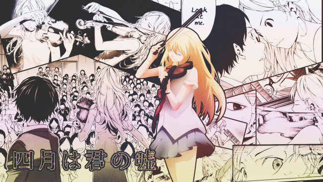 Обои картинки фото аниме, shigatsu wa kimi no uso, твоя, апрельская, ложь