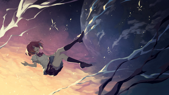 Обои картинки фото аниме, utau, фон, взгляд, девушка