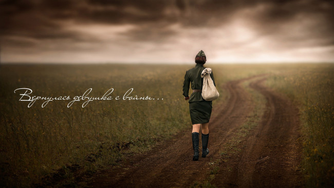 Обои картинки фото разное, - другое, девушка, ко, дню, великой, победы, гимнастёрка, домой, великая, отечественная, война, день, 9, мая