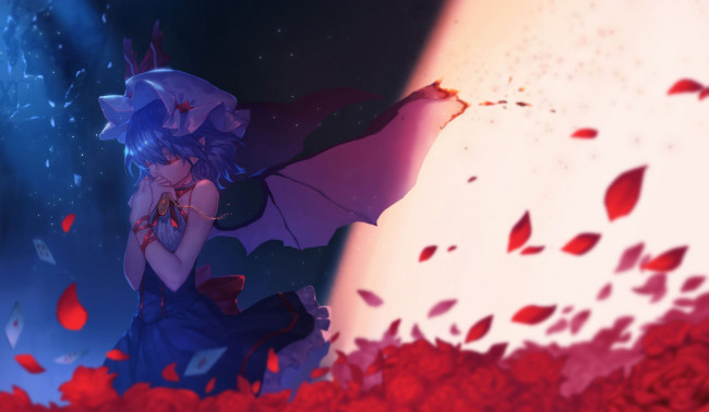 Обои картинки фото аниме, touhou, project, remilia, scarlet, черная, магия, заклятие, kiyomasa, ren