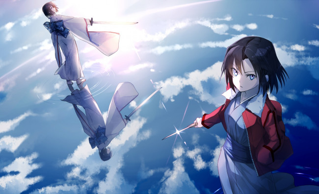 Обои картинки фото аниме, fate, stay night, девушка, взгляд, фон