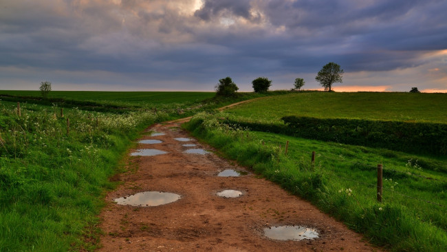 Обои картинки фото природа, дороги, лужи, дорога