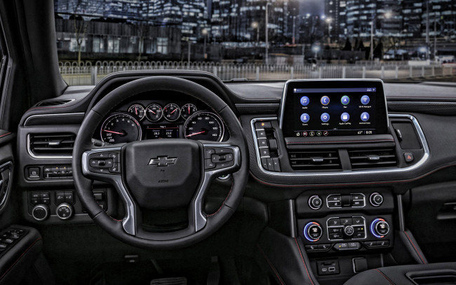 Обои картинки фото 2021 chevrolet tahoe, автомобили, спидометры, торпедо, 2021, chevrolet, tahoe, вид, внутри, интерьер, новый, американские