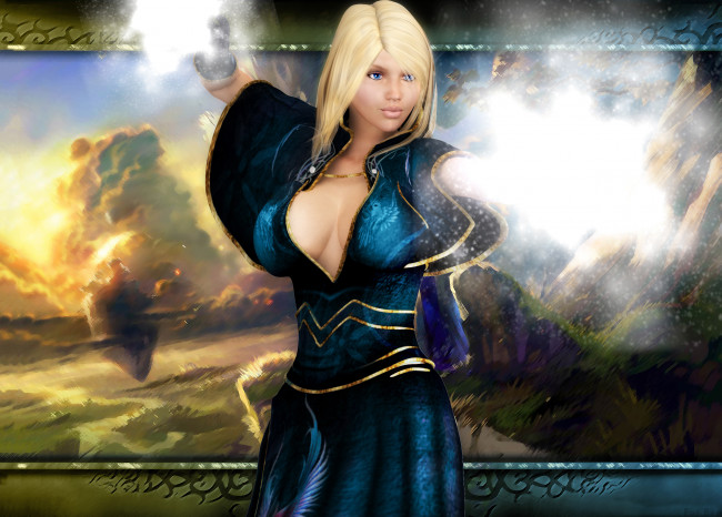 Обои картинки фото 3д графика, фантазия , fantasy, девушка, фон, платье