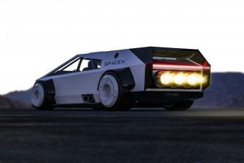 обоя автомобили, 3д, tesla, cyber, truck