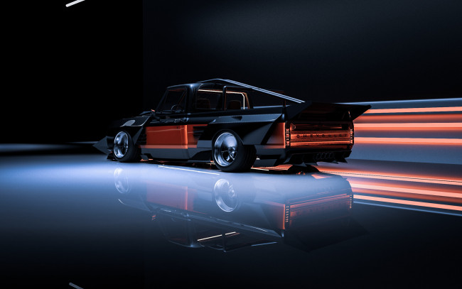 Обои картинки фото chevrolet c10 cyber truck, автомобили, 3д, chevrolet, c10, cyber, truck