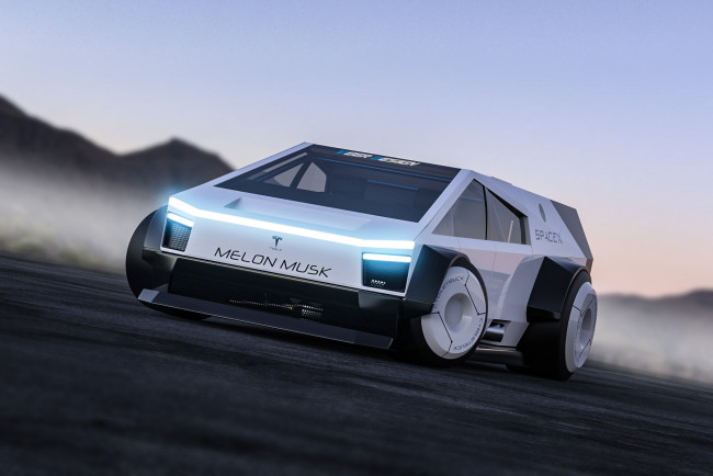 Обои картинки фото автомобили, 3д, tesla, cyber, truck