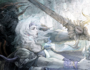 Картинка видео+игры final+fantasy+iv девушка меч