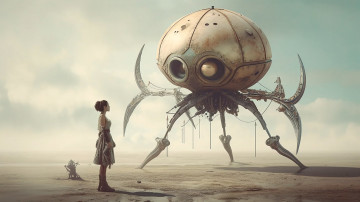 обоя фэнтези, роботы,  киборги,  механизмы, нейросети, графика, нейроарт, ai, art, нейронные, сети, рисунки, нейро, искусство