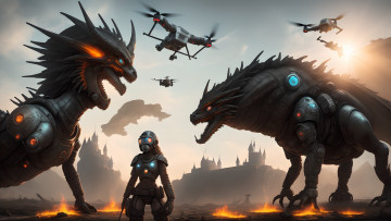 Картинка фэнтези роботы +киборги +механизмы нейросети графика нейроарт ai art нейронные сети рисунки нейро искусство робот