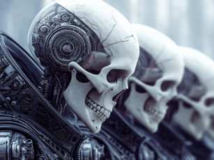 Картинка 3д+графика фантазия+ fantasy киборги черепа броня