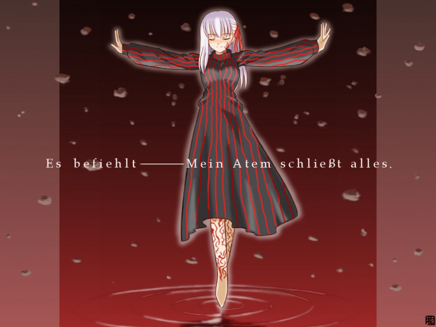 Обои картинки фото бегом, по, крови, аниме, fate, stay, night