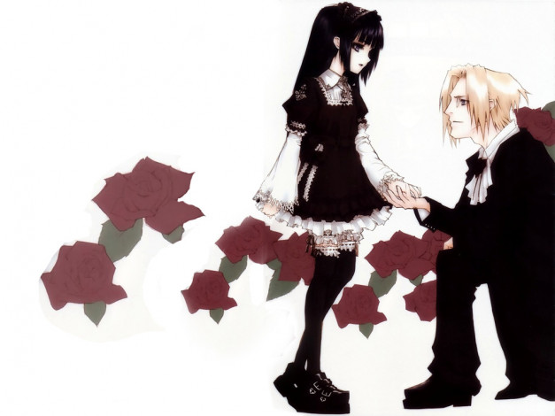 Обои картинки фото острые, розы, аниме, *unknown, другое