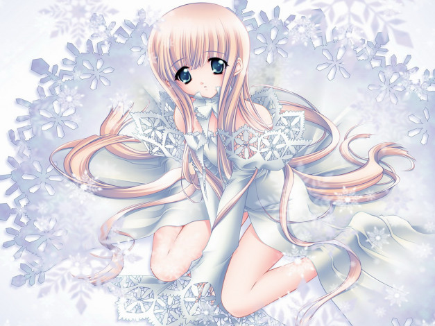 Обои картинки фото снежинка, аниме, *unknown, другое