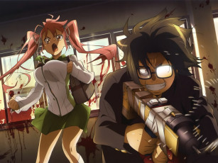 Картинка аниме highschool of the dead девушка кровь