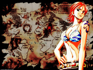 Картинка аниме one piece девушка карта nami