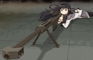 Картинка аниме mahou shoujo madoka magika девушка оружие