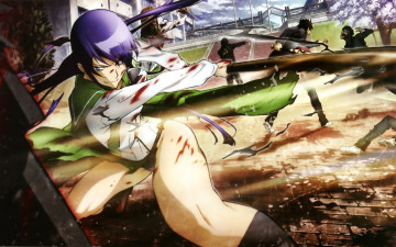 Картинка аниме highschool of the dead драка