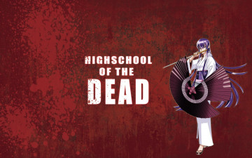 Картинка аниме highschool of the dead кимоно девушка зонтик
