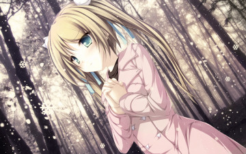 Картинка аниме merry chrismas winter девушка