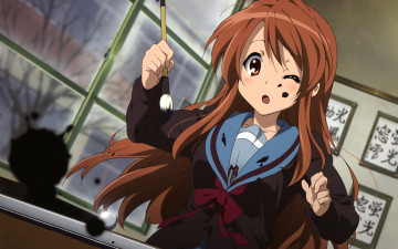Картинка аниме the melancholy of haruhi suzumiya девушка