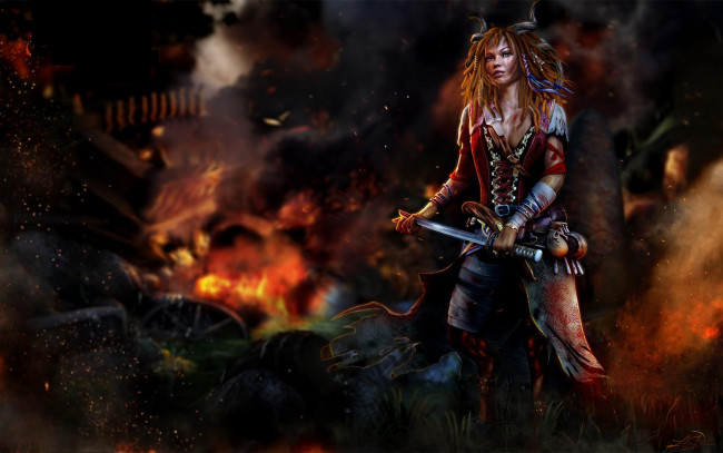 Обои картинки фото 3д, графика, amazon, амазонки, девушка, оружие