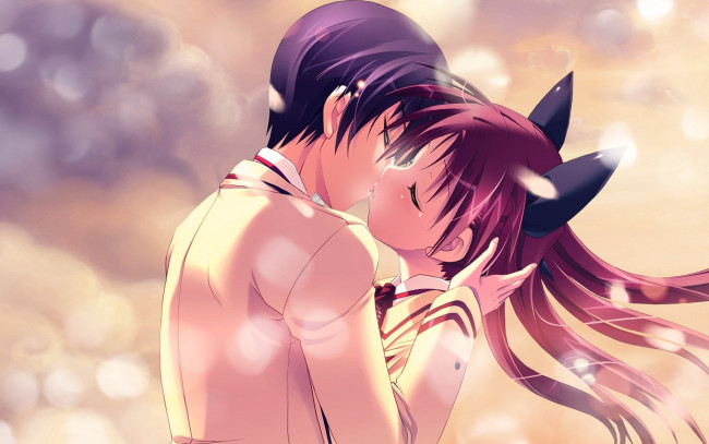 Обои картинки фото аниме, *unknown, другое, поцелуй