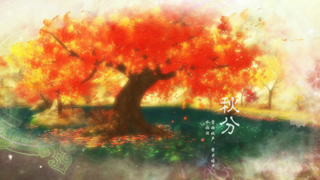 Обои картинки фото рисованные, природа, Японская, живопись