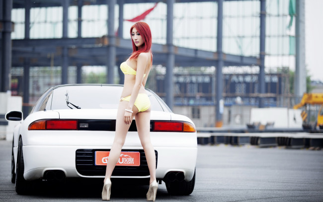 Обои картинки фото автомобили, авто, девушками, mitsubishi, 3000gt, девушка