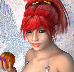 Картинка 3д+графика портрет+ portraits девушка взгляд рыжая