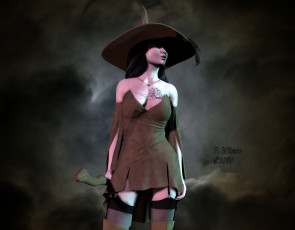 Картинка 3д+графика люди+ people девушка взгляд шляпа