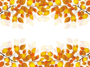 обоя векторная графика, природа, веточка, листья, осень, белый, фон