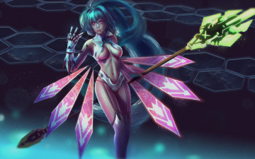 Картинка фэнтези девушки фантастика посох волосы красота манга костюм грудь тело аниме девушка