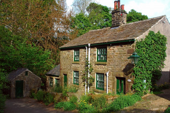 Картинка города -+здания +дома трава деревья фонарь